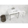 Kingston Brass 36 Ceramic Console Sink with Stainless Steel Legs, WhiteBrushed Nickel VPB28140W88